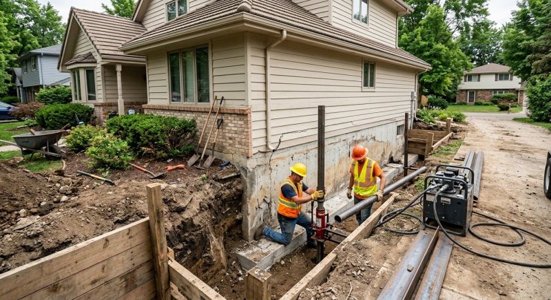 Our team working on Foundation Repair projects in Benzie County, MI