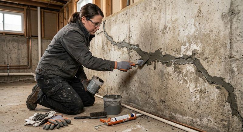 Cracked Basement Floor Repair in Benzie County, MI