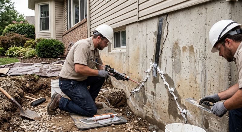 Cracked Foundation Repair in Honor, MI